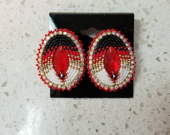 red tear drop earrings