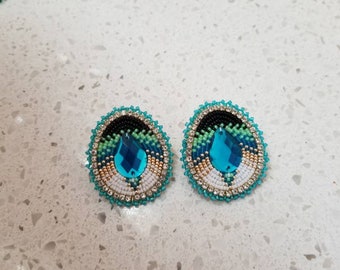 aqua rhinestone earrings