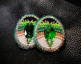 green rhinestone earrings
