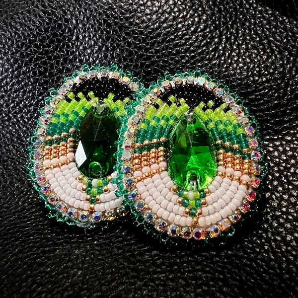 green rhinestone earrings