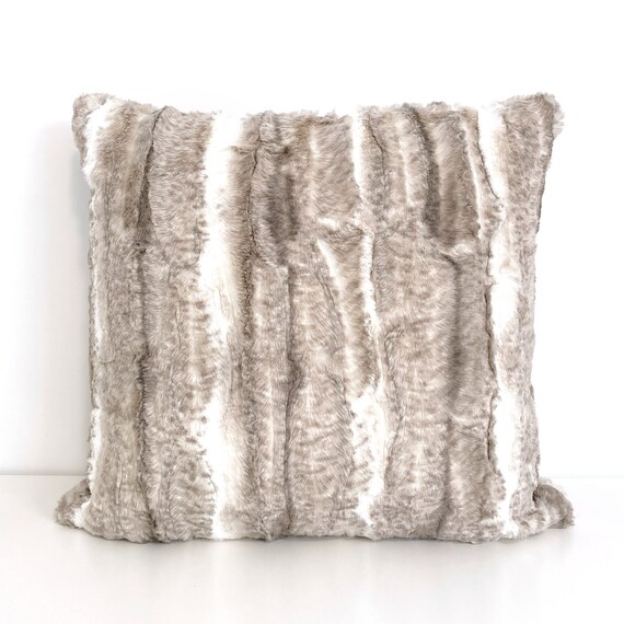 Faux Fur Brown & White Pillow Cover 22x22 inches Etsy