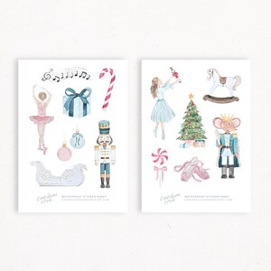 Nutcracker Set of 2 Watercolour Sticker Sheet – Nutcracker Ballet, Sugar Plum Fairy (Waterproof)