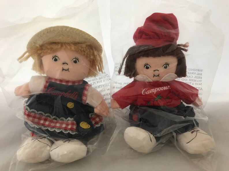 Set of 2 Vintage Campbell's Kids Bean Bag Doll's Etsy