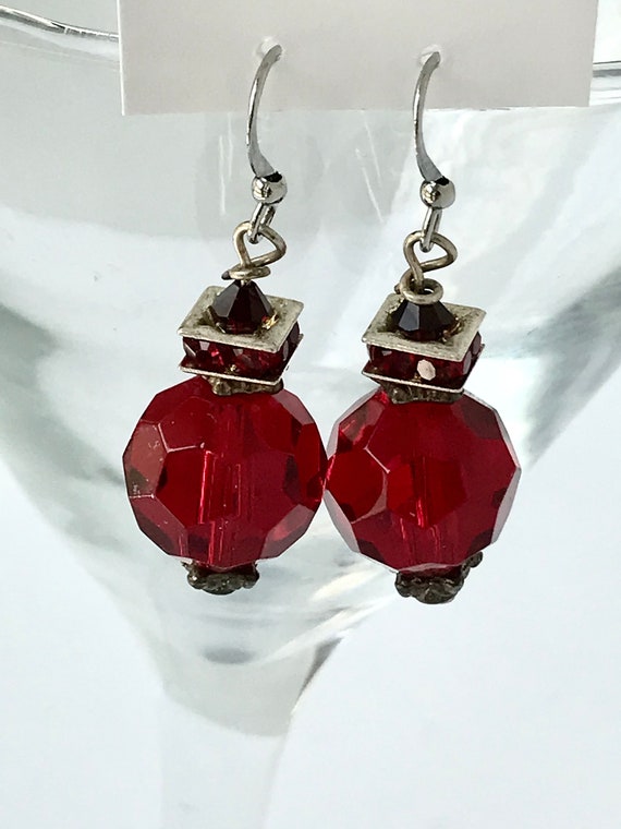 Red Crystal Earrings 11 | Etsy