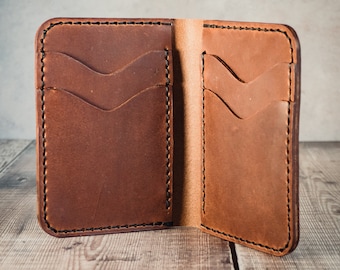Cartera vertical de cuero para hombre