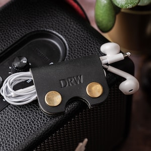 Personalised Leather Headphone Cable Tidy
