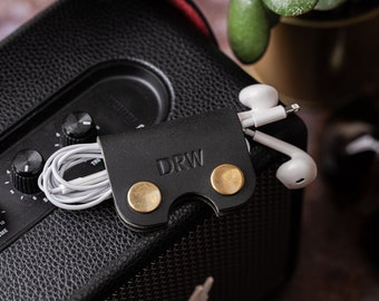 Personalised Leather Headphone Cable Tidy