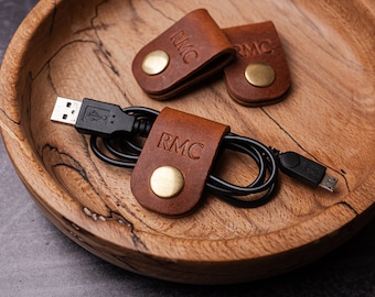 Personalised Leather Cable | Organisers | Tidy | Ties - Size Small