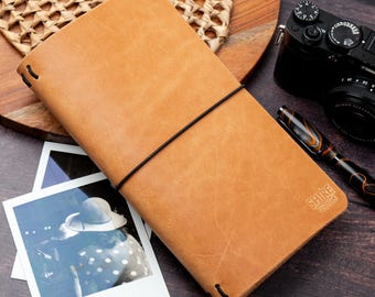 Travellers notebook - Midori -  notebook cover, Refillable journal, Free Personalisation