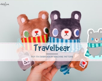 Schnittmuster ITH Stickmaschine Anleitung Reisebär travelbear Silberknoepfchen handgemacht