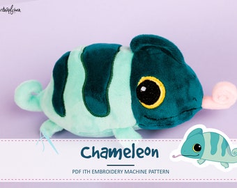 Sewing Pattern ITH embroidery and Tutorial chameleon handmade silberknoepfchen