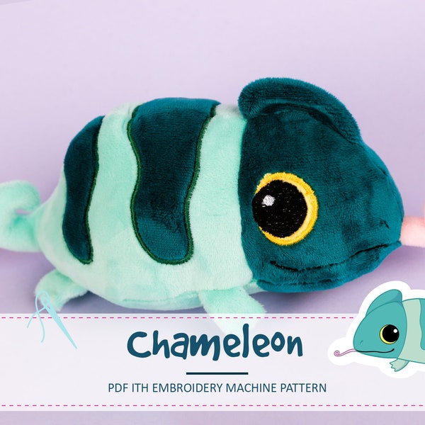 Sewing Pattern ITH embroidery and Tutorial chameleon handmade silberknoepfchen