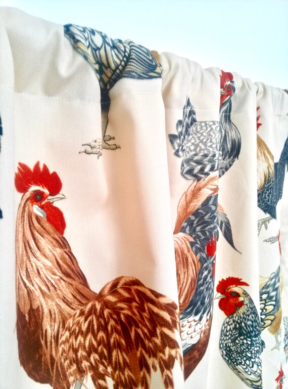 Rooster Kitchen Curtainscountry Farmhouse Valances Etsy