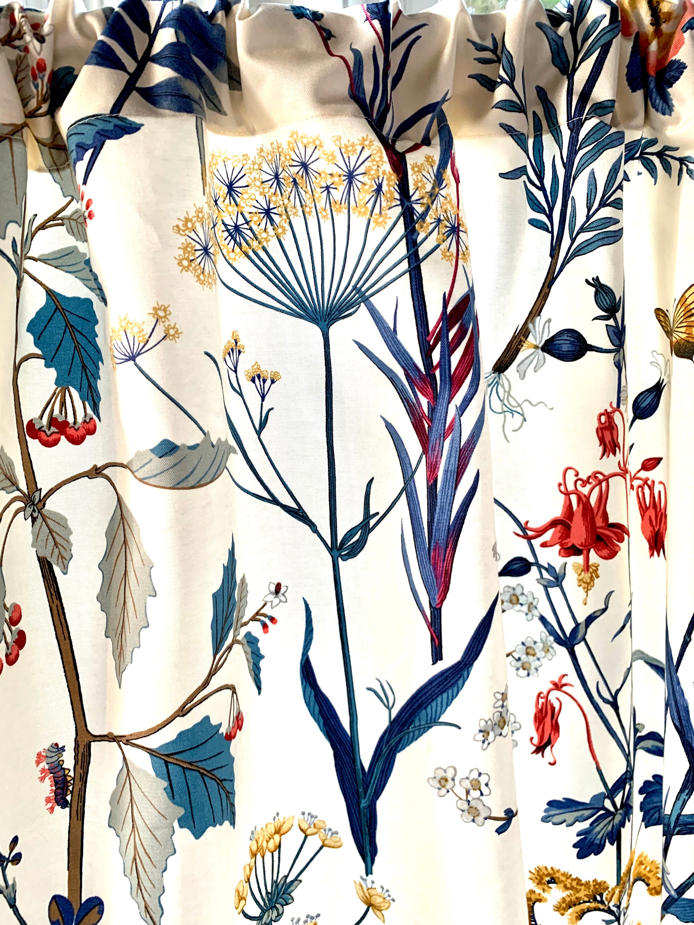 Botanical Curtains Floral Window Curtains Meadow Floral | Etsy