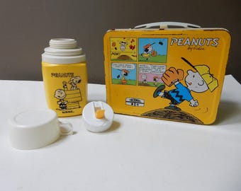 Peanuts Metal Lunch Box and Matching Thermos