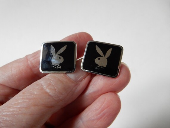 Playboy Bunny Silver Tone Cuff Links