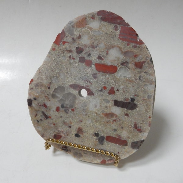 Canadian Pudding Stone Pre-drilled Clock Slab