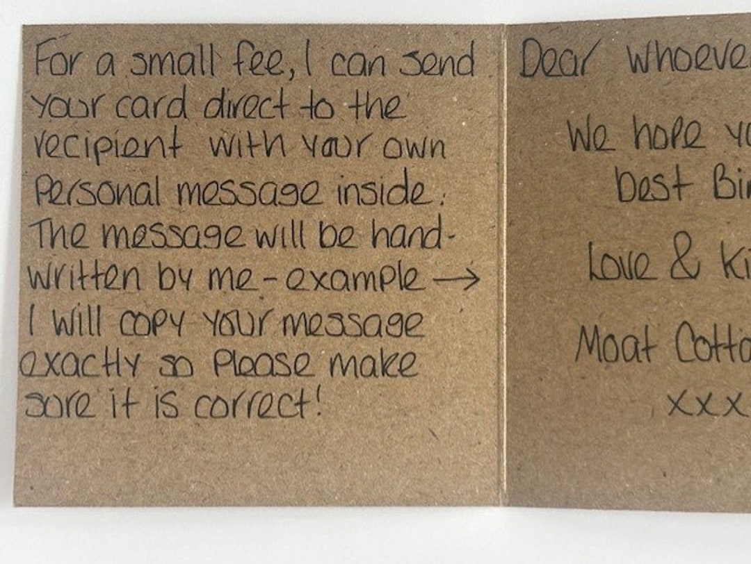 Add on Personalised Message Added to the Inside of Your Card - Etsy UK