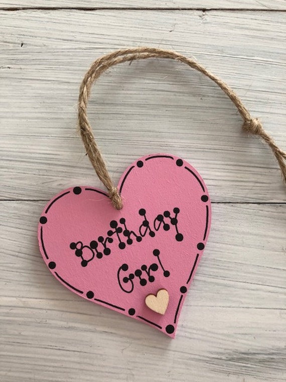 HAPPY BIRTHDAY WOODEN GIFT TAG PINK