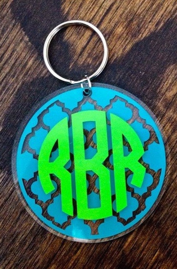 Download Items similar to Circle Monogram Keychain on Etsy