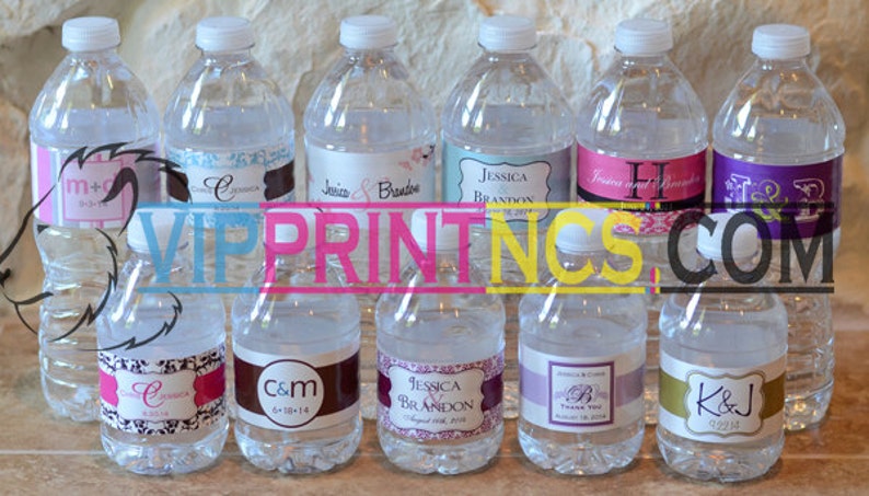 Custom Water Bottle Self Adhesive Labels 1.25 x 8.5 Wedding