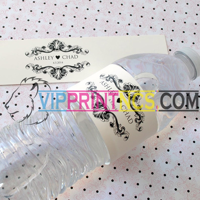 Custom Water Bottle Self Adhesive Labels 1.25 x 8.5 Wedding