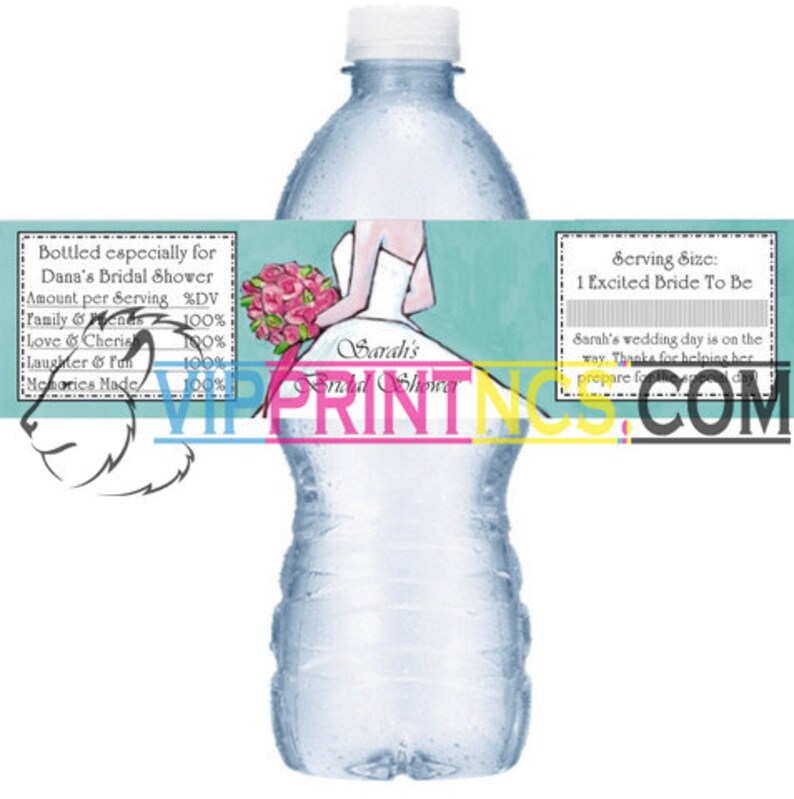 Custom Water Bottle Self Adhesive Labels 1.25 x 8.5 Wedding