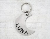 Luna Moon Lune Lalune dog tag, custom two-sides, Pet ID Tag for cat, for kitten, Name Tags - Personalized Pet ID Tags - space id tag