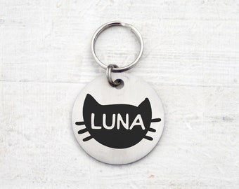 Engraved Stainless Steel Cat ID Tag – Round Pet Tag