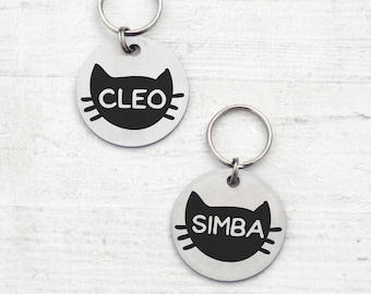 Personalized Cat ID Tag: Stainless Steel Circle Pet Tag