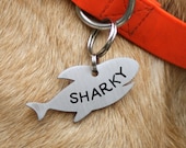 shark pet id tag, shark dog tag, customized pet tag, pet identification collar tag, double sided shark charm pet tag, shark fin