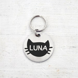 Cat id tag - round circle cat tags - small dog tags - custom cat tag -tiny kitten tag - pet accessory - engraved id tag