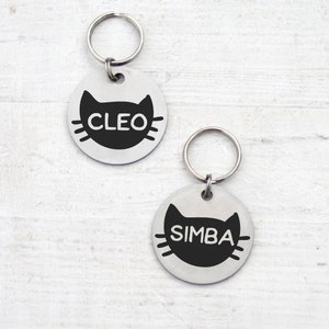 Cat id tag - round circle cat tags - small dog tags - custom cat tag - personalized pet id tag -tiny kitten tag - cat collar pendant