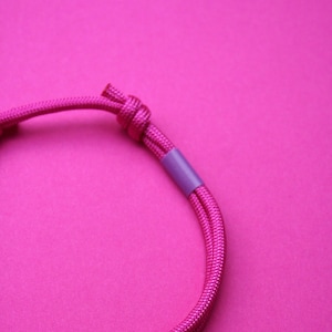fuchsia id collar - pink id tag paracord collar for dog - rope dog collar