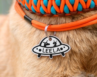 UFO Pet ID Tag: Stainless Steel Alien Dog Tag
