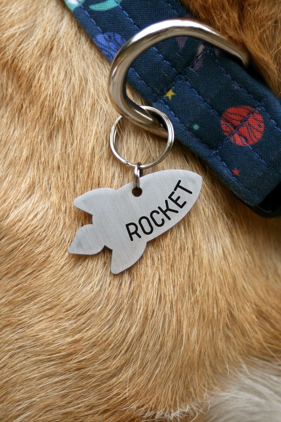 Rocket dog tag space custom two sides 