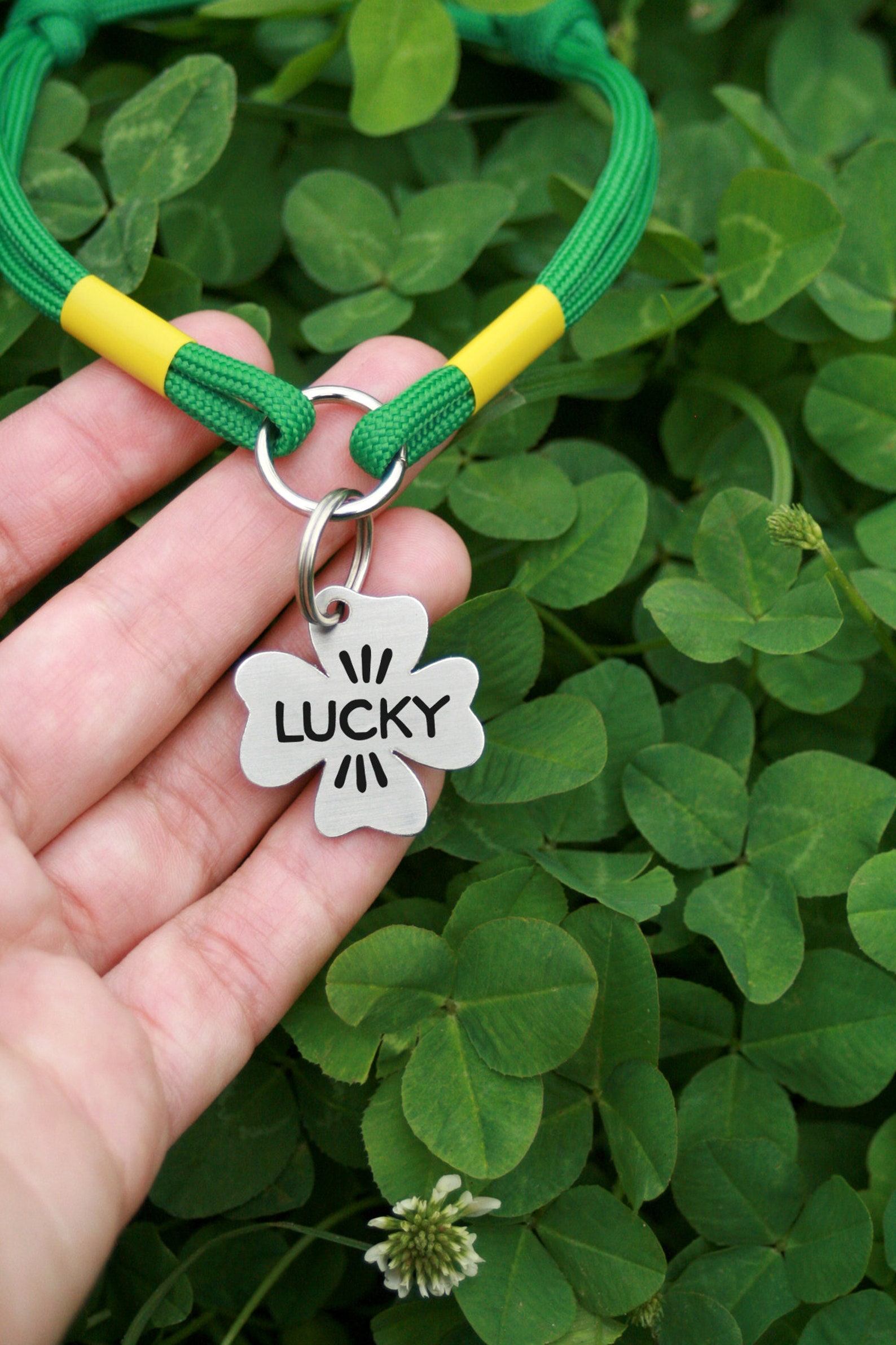 Clover dog tag Shamrock pet tag custom two sides Customized Etsy