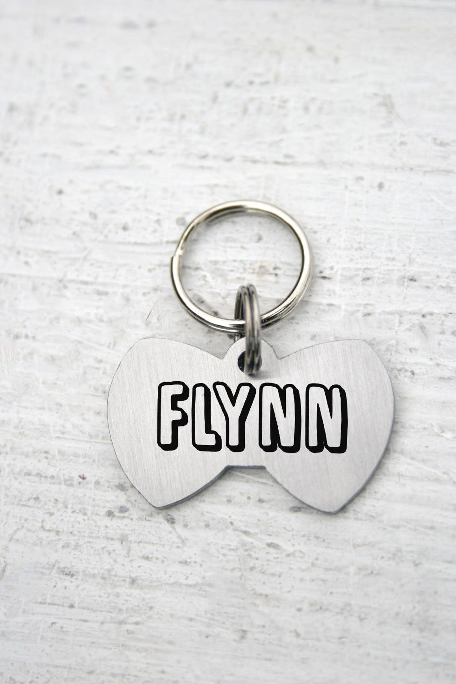 Bow tie dog tag custom twosides gift Customized Pet ID Tag Etsy