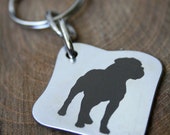 Stainless steel keychain with engraved American Bulldog Ambull