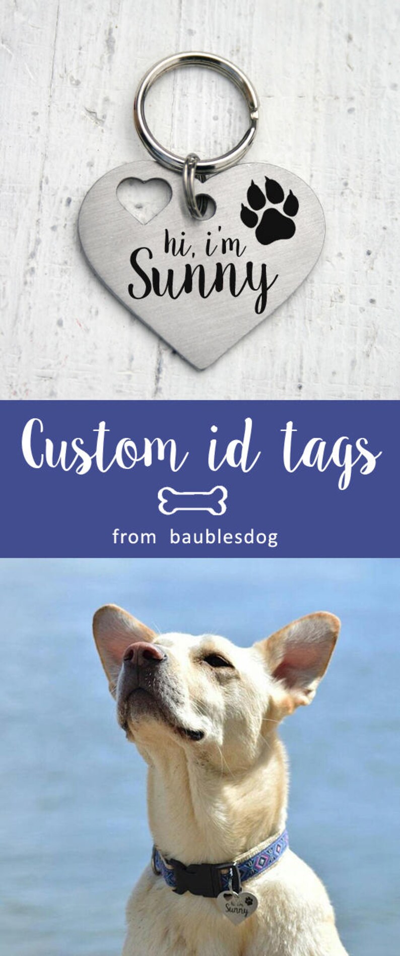 Custom two-sides Heart Dog Tag caution i will lick you | Etsy
