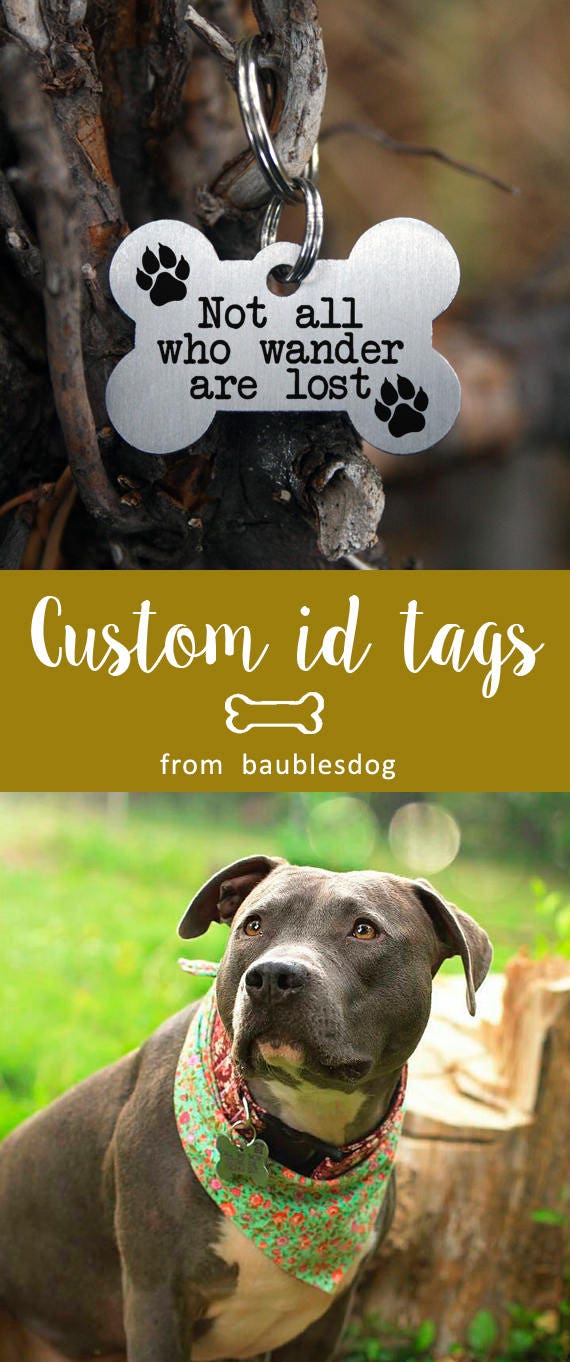 Bone Dog Tag Stainless steel Custom Pet ID Tag Name Tags Etsy