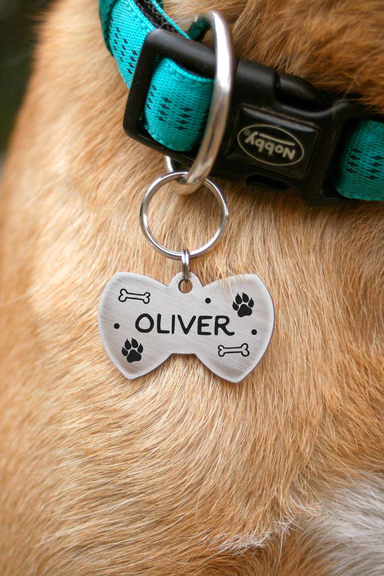 Bow tie dog tag custom twosides id tag pet id tag bowtie Etsy