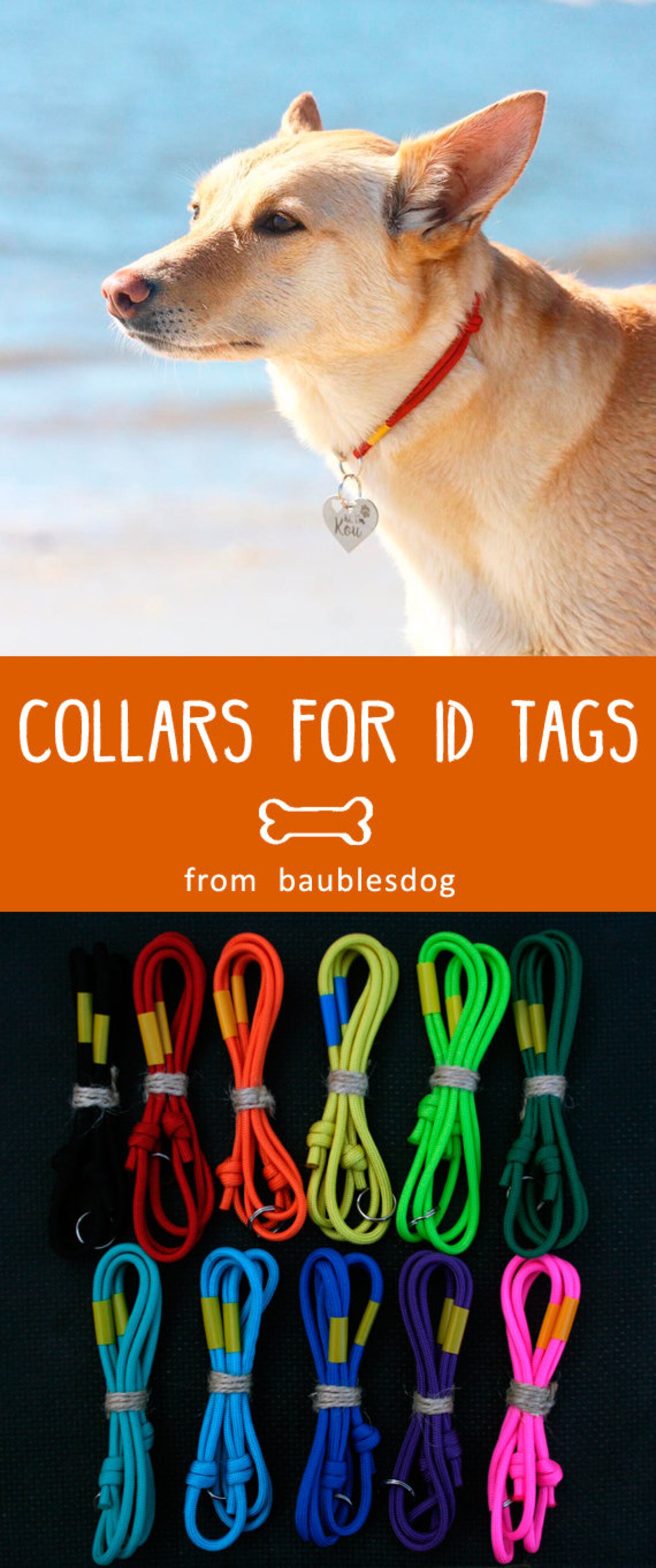 Id collar id tag paracord collar for dog rope dog collar Etsy