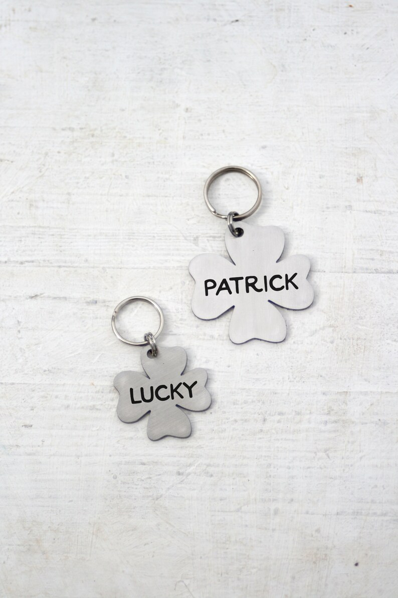 Clover dog tag Shamrock pet tag custom two sides Customized Etsy