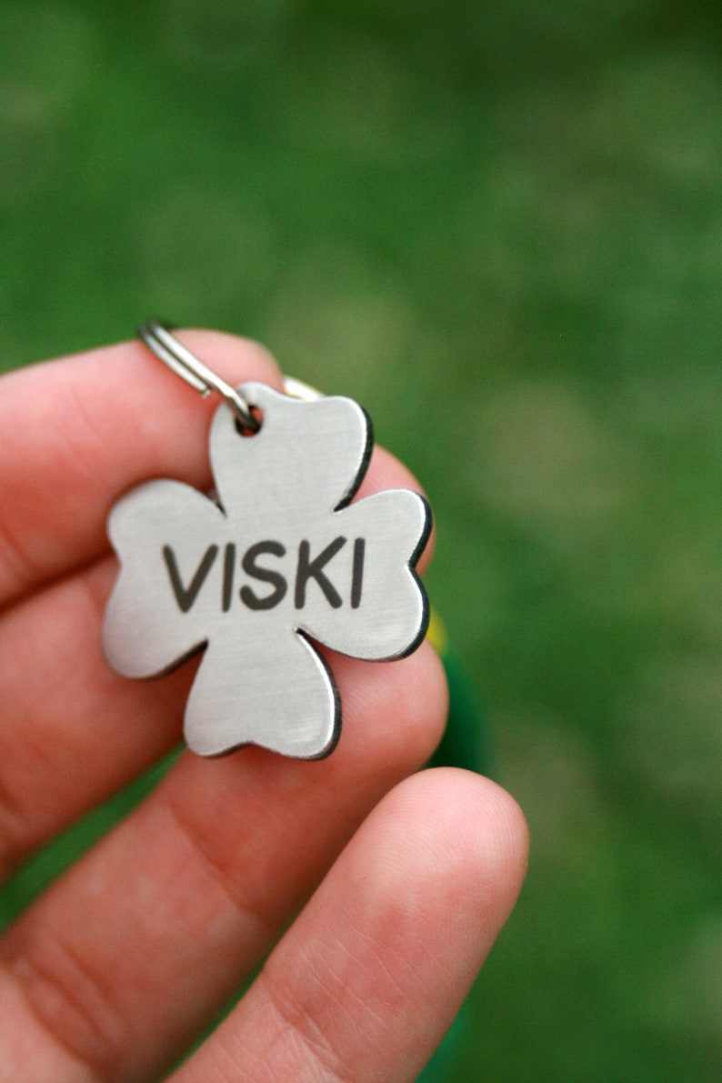 Clover dog tag Shamrock pet tag custom two sides Customized Etsy