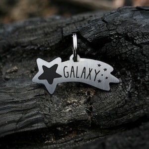 Comet dog tag, shooting star id tag, star id tag