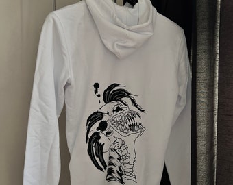 Sudadera con capucha blanca de diseño de tatuaje talla M