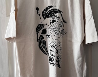 Cream colour Tshirt inspired by tattoo design.