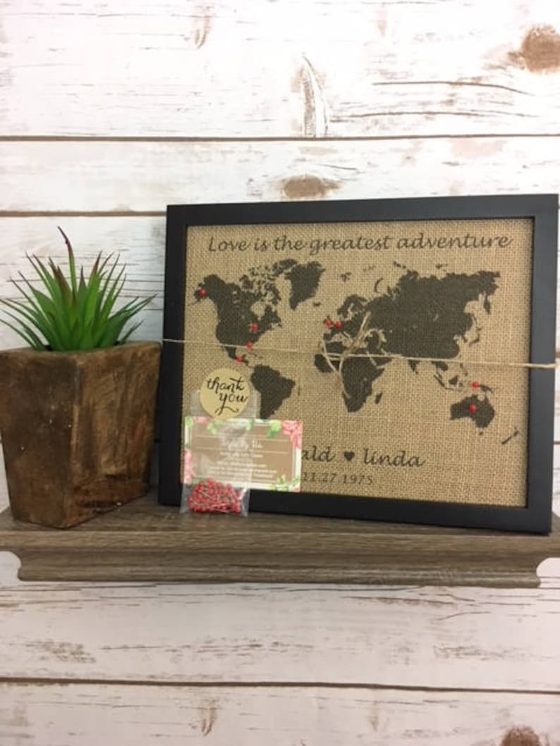 8x10" Framed Burlap Push Pin Travel World Map, Map of United States ...