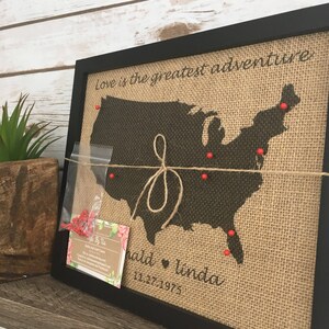 8x10" Framed Burlap Push Pin Travel World Map, Map of United States ...